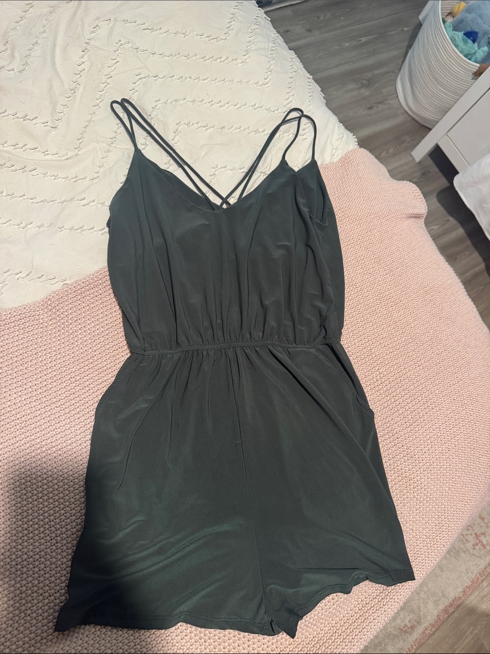 Dark Green Strappy Romper